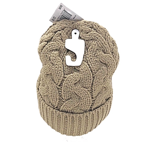 NWT-Michael Kors Tan Cable Knit Beanie - Picture 6 of 7